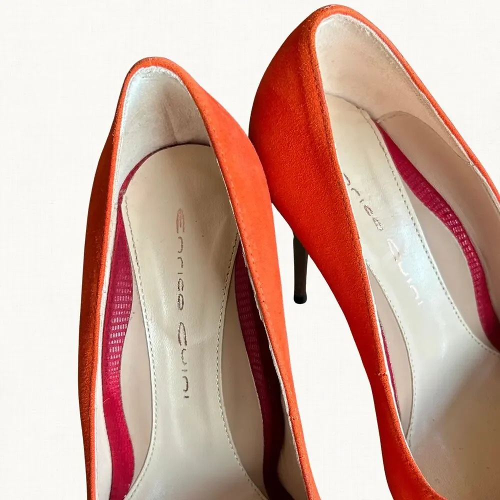 Enrico Cuini Farah Tangerine Suede‎ ALIA Pumps Size 35.5 C